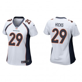 Women's Denver Broncos Faion Hicks White 2022 NFL Draft Game Jersey