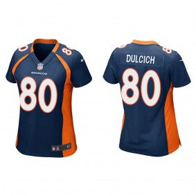 Women's Denver Broncos Greg Dulcich Navy 2022 NFL Draft Game Jersey
