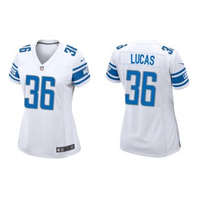 Women's Detroit Lions Chase Lucas White 2022 NFL Draft Game Jersey