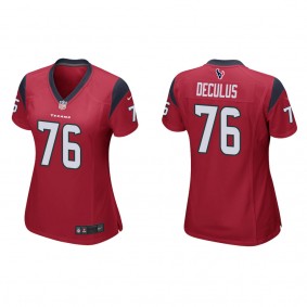 Women's Houston Texans Austin Deculus Red 2022 NFL Draft Game Jersey