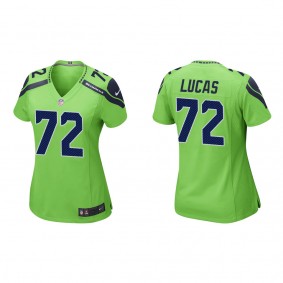 Women's Seattle Seahawks Abraham Lucas Neon Green 2022 NFL Draft Game Jersey
