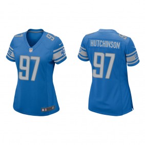 Women's Detroit Lions Aidan Hutchinson Blue 2022 NFL Draft Game Jersey