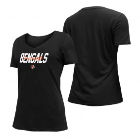 Women's Cincinnati Bengals New Era Black 2022 NFL Draft V-Neck T-Shirt