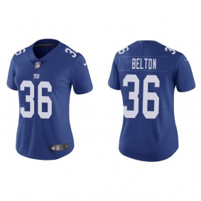 Women's New York Giants Dane Belton Royal 2022 NFL Draft Vapor Limited Jersey