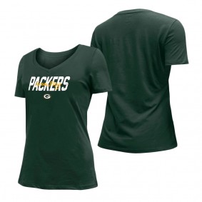 Women's Green Bay Packers New Era Green 2022 NFL Draft V-Neck T-Shirt