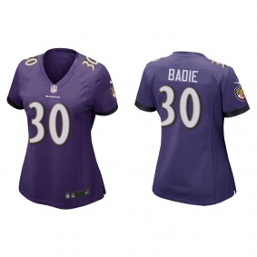 Women's Baltimore Ravens Tyler Badie Purple 2022 NFL Draft Game Jersey