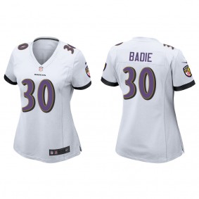 Women's Baltimore Ravens Tyler Badie White 2022 NFL Draft Game Jersey
