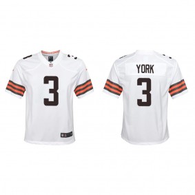 Youth Cleveland Browns Cade York White 2022 NFL Draft Game Jersey