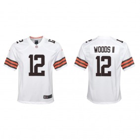 Youth Cleveland Browns Michael Woods II White 2022 NFL Draft Game Jersey