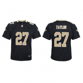 Youth New Orleans Saints Alontae Taylor Black 2022 NFL Draft Game Jersey