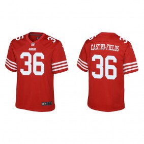 Youth San Francisco 49ers Tariq Castro-Fields Scarlet 2022 NFL Draft Game Jersey