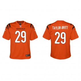 Youth Cincinnati Bengals Cam Taylor-Britt Orange 2022 NFL Draft Game Jersey