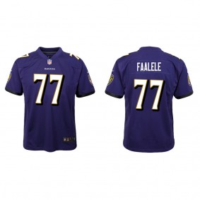 Youth Baltimore Ravens Daniel Faalele Purple 2022 NFL Draft Game Jersey
