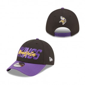 Youth Minnesota Vikings New Era Black Purple 2022 NFL Draft 9FORTY Snapback Adjustable Cap