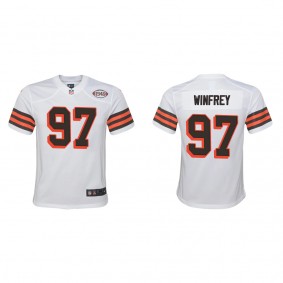 Youth Cleveland Browns Perrion Winfrey White 2022 NFL Draft 1946 Collection Game Jersey
